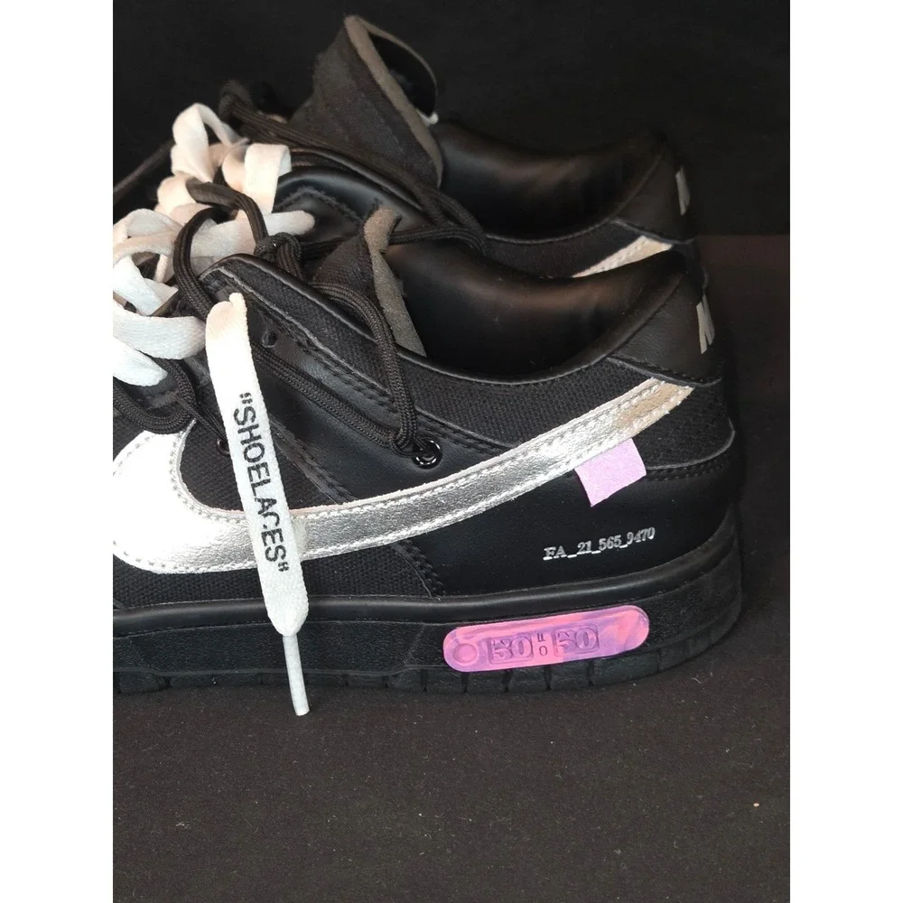 Nike Dunk Low‎ Off White 50 of 50 Black Silver Men's Size 8.5 DM1602 001